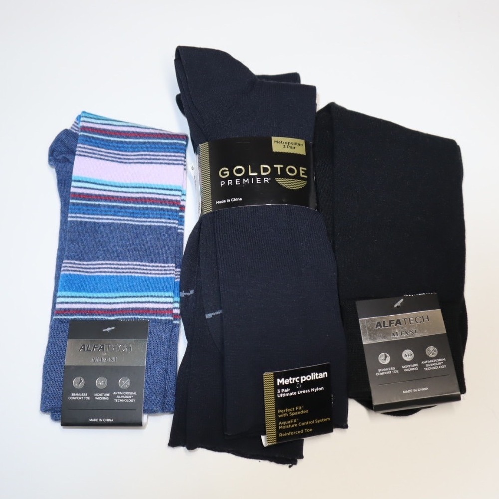 Gold Toe Men's Dress Socks 3pack and 2 pairs of AlphaTech by Alfani‎ Dress Socks